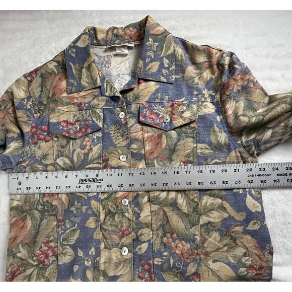 Norm Thompson Womens Tapestry Multicolor Floral Button Front Jacket Large Casual - Picture 6 of 7